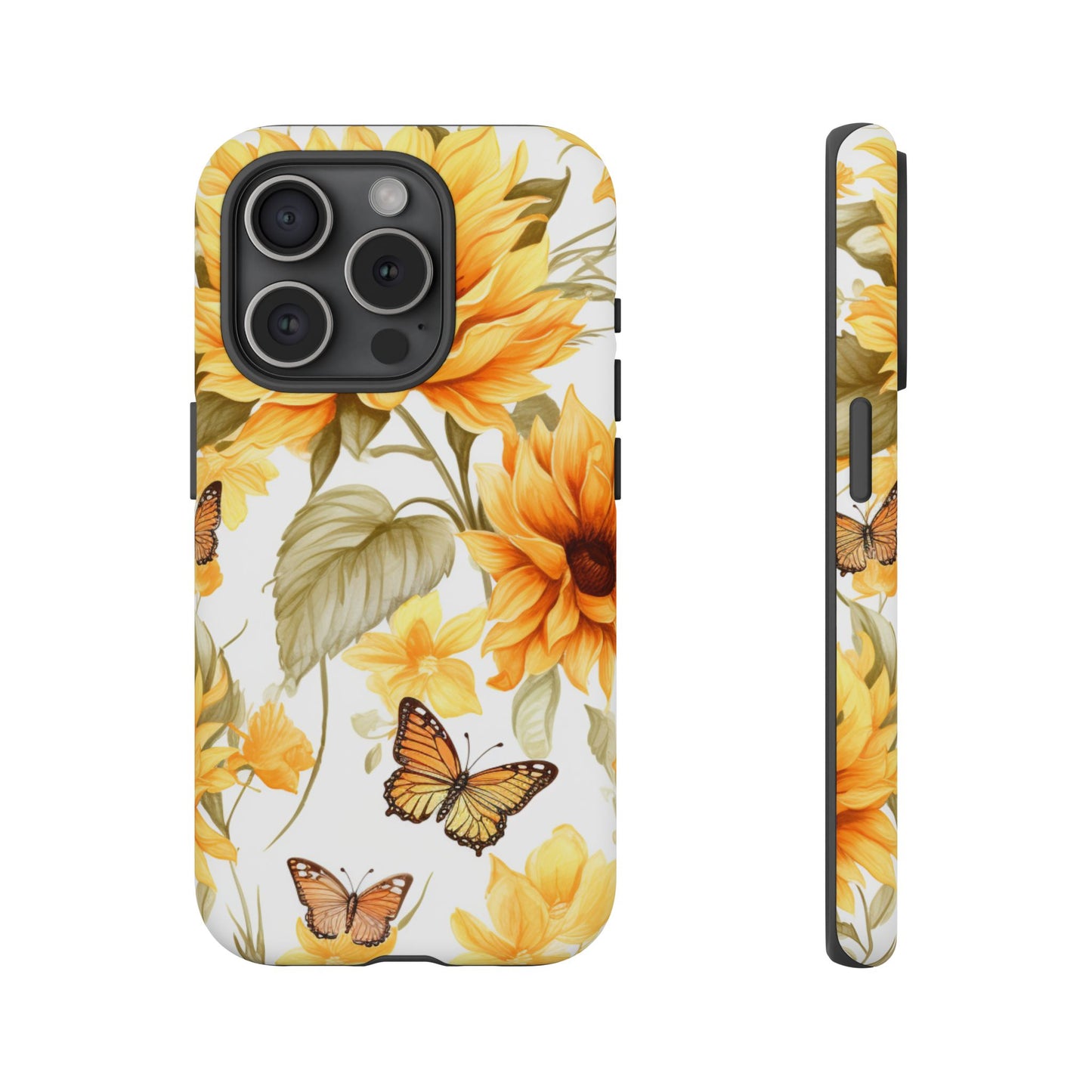 Golden Sunflower & Butterfly Phone Case – Warm & Elegant