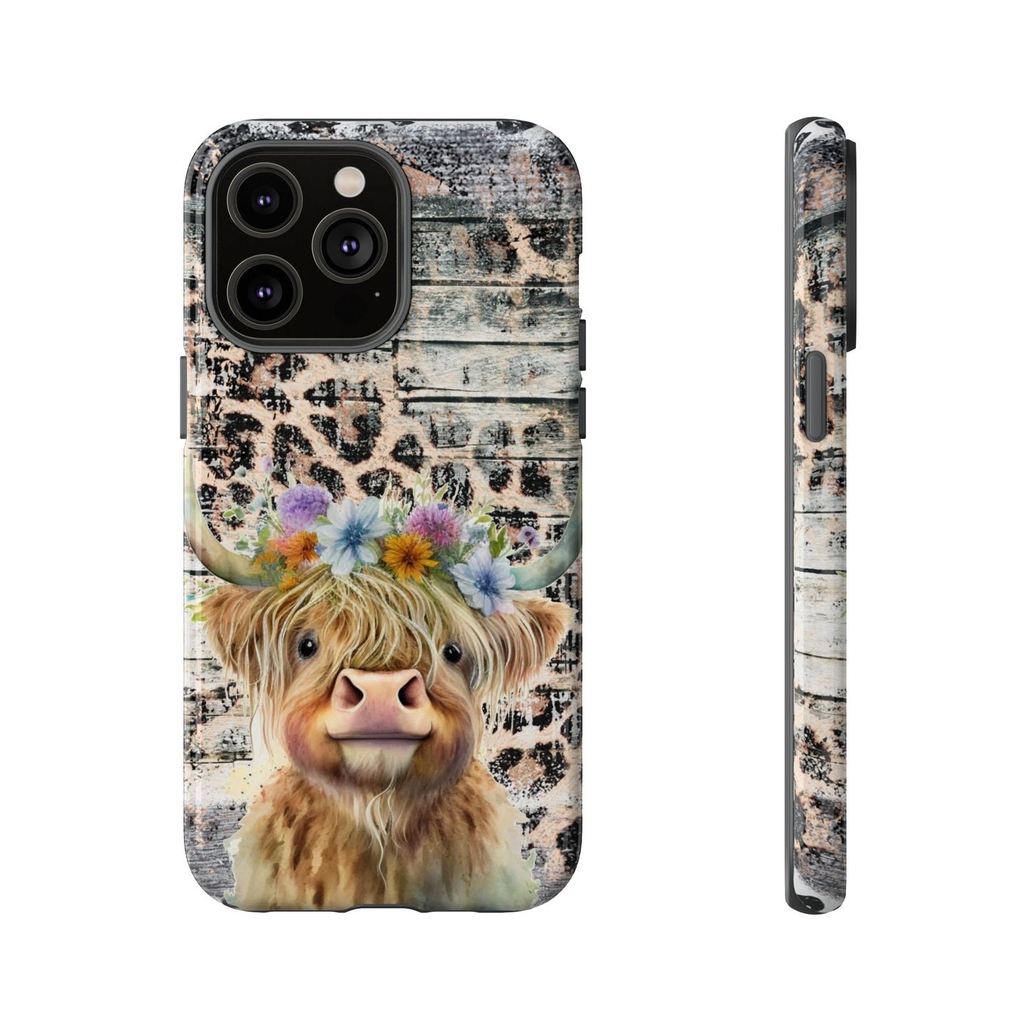 Leopard Print Heifer Phone Case - iPhone, Samsung & Google Pixel Cover - Artistic Cow Phone Case, Animal Lover Gift