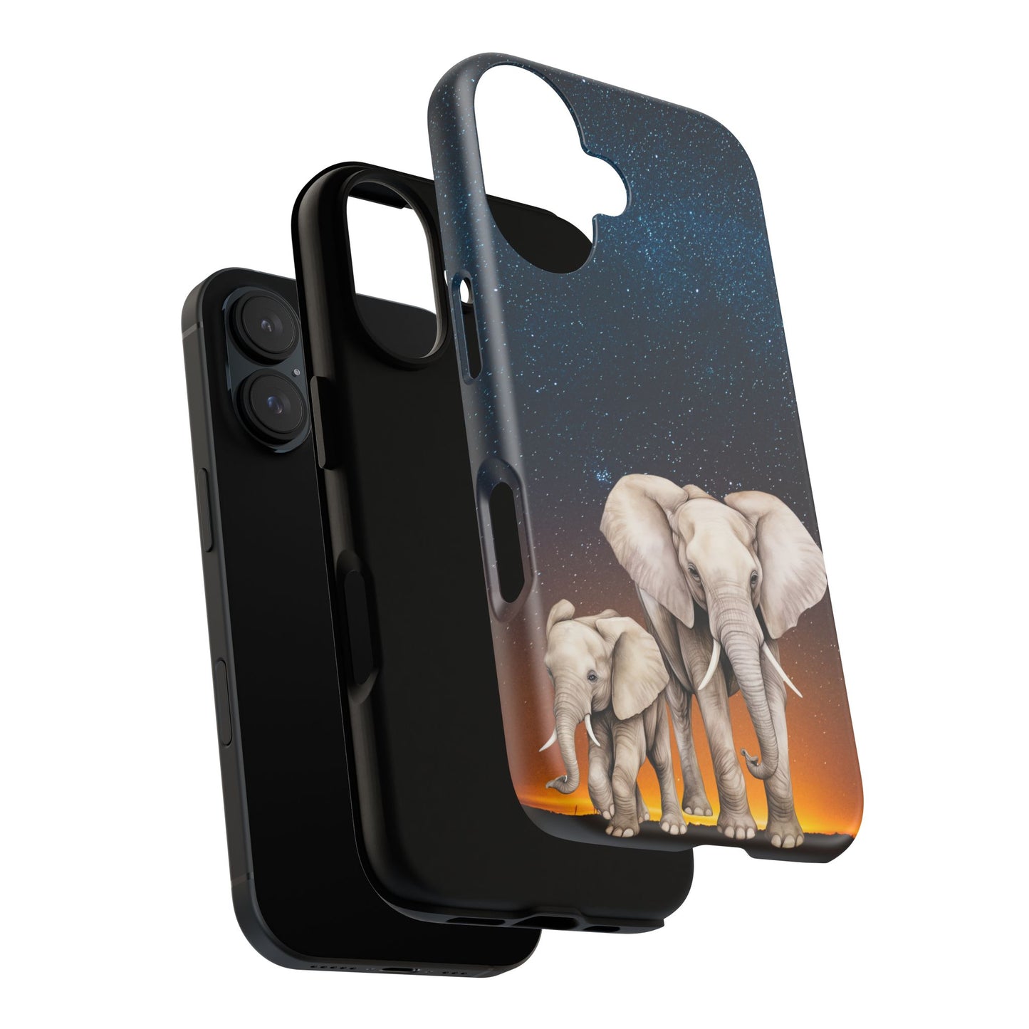 Starry Safari Elephant Family Mobile Cover – Cosmic Wildlife Aesthetic