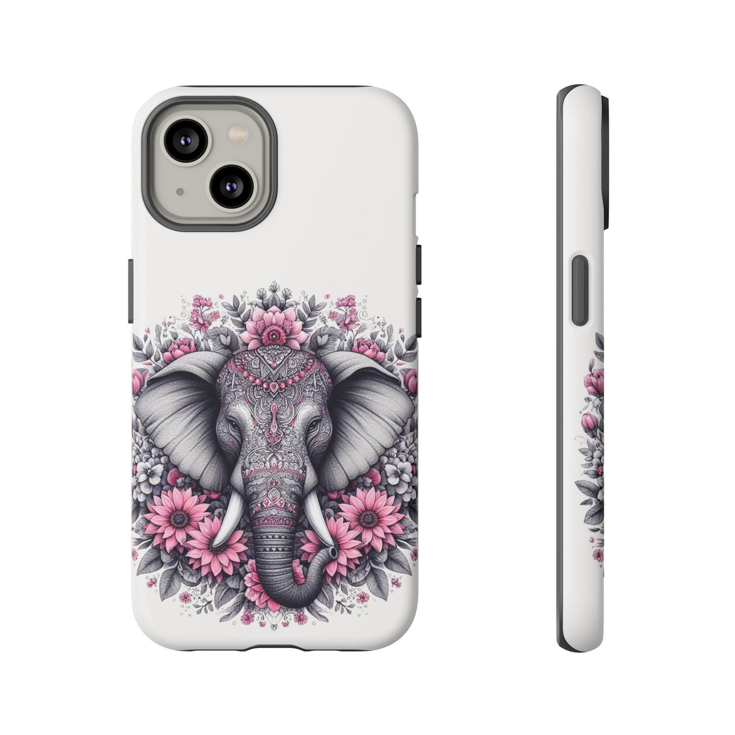 Intricate Floral Elephant Mobile Cover – Mandala-Inspired Boho Art