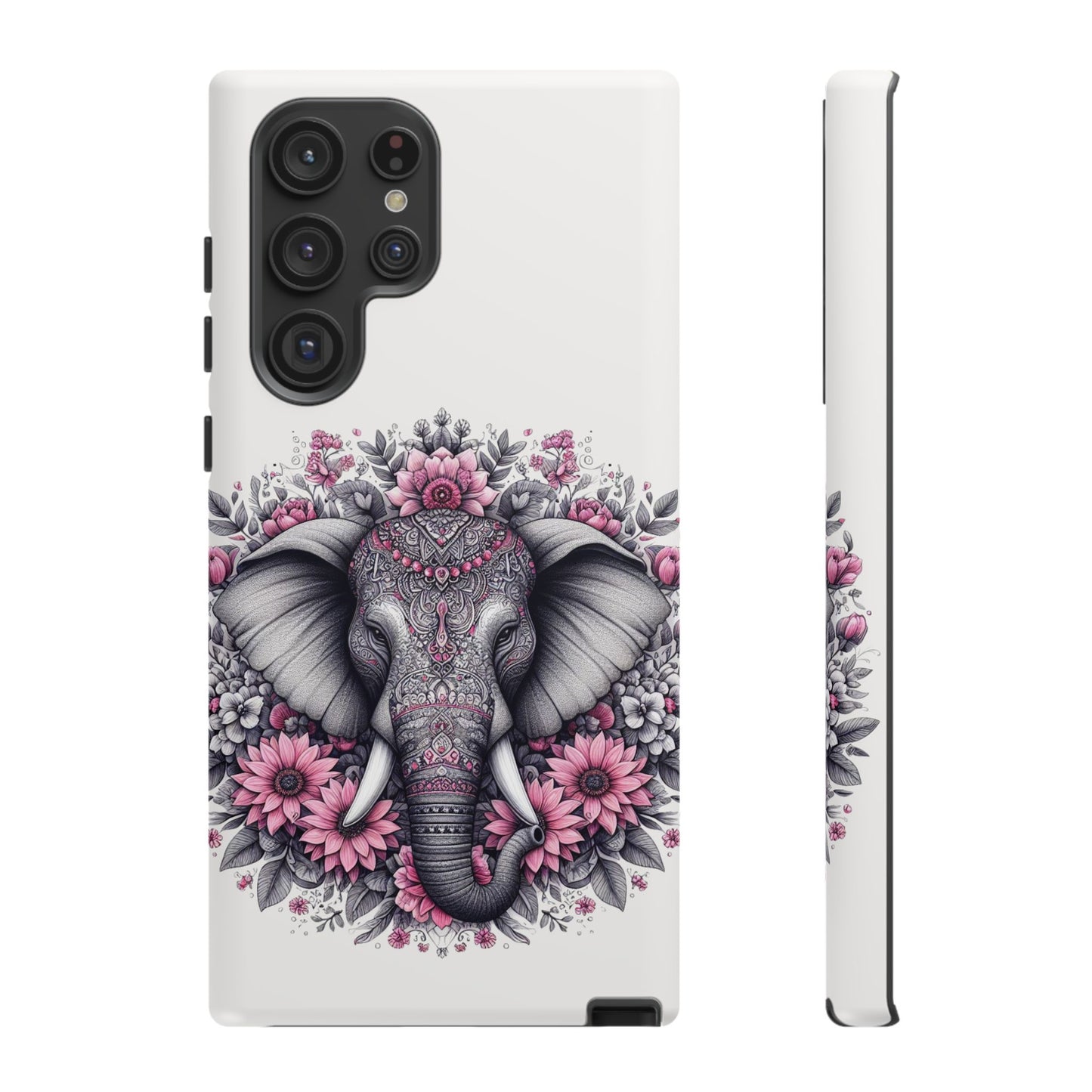 Intricate Floral Elephant Mobile Cover – Mandala-Inspired Boho Art
