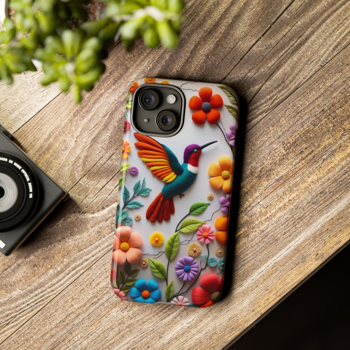 Embroidered Hummingbird with Floral Design | Nature's Elegant Stitch