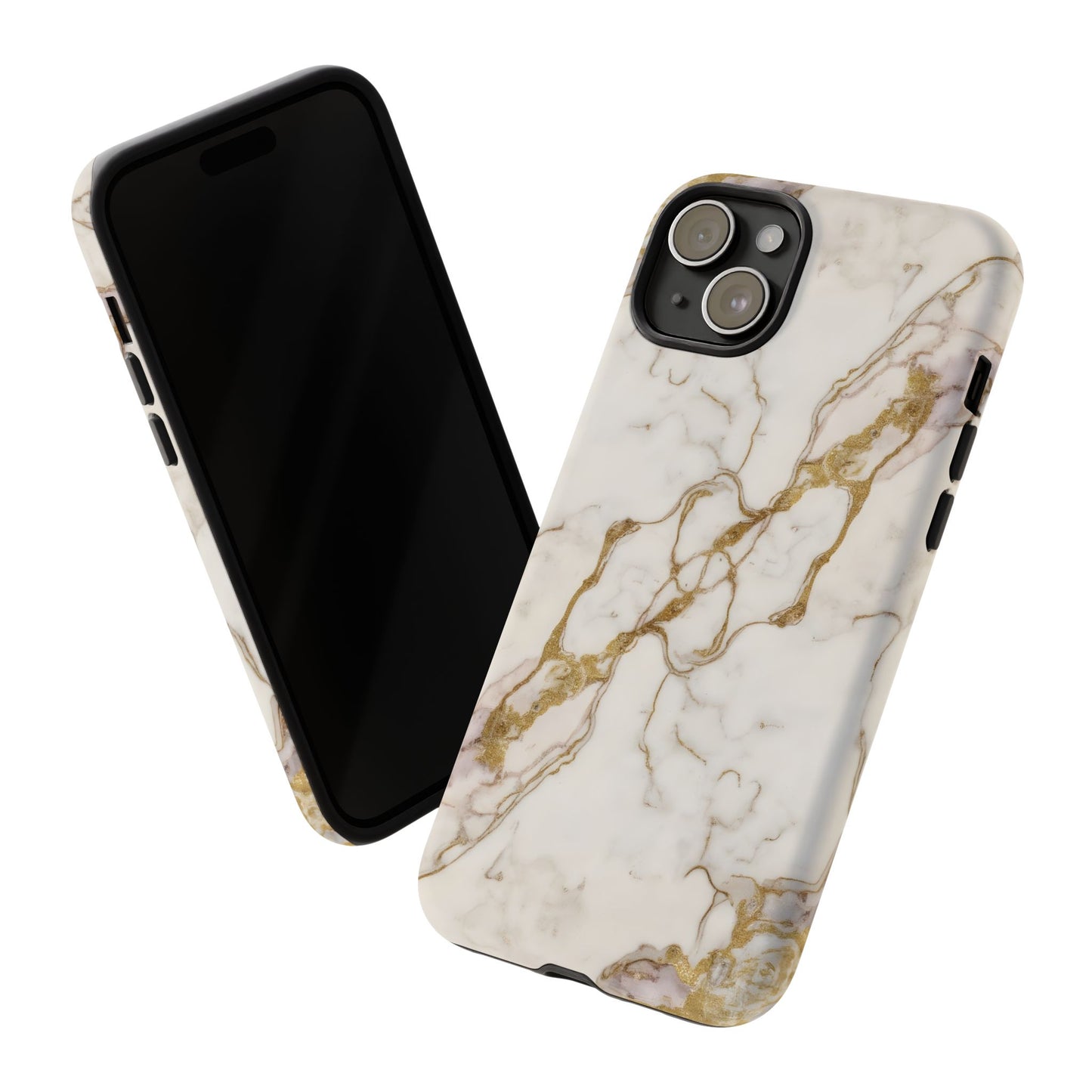Elegant White and Gold Marble Case Design