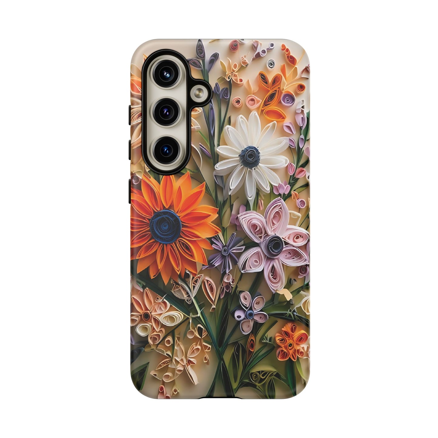 Intricate Quilled Floral Artwork In Vibrant Colors phone case design.