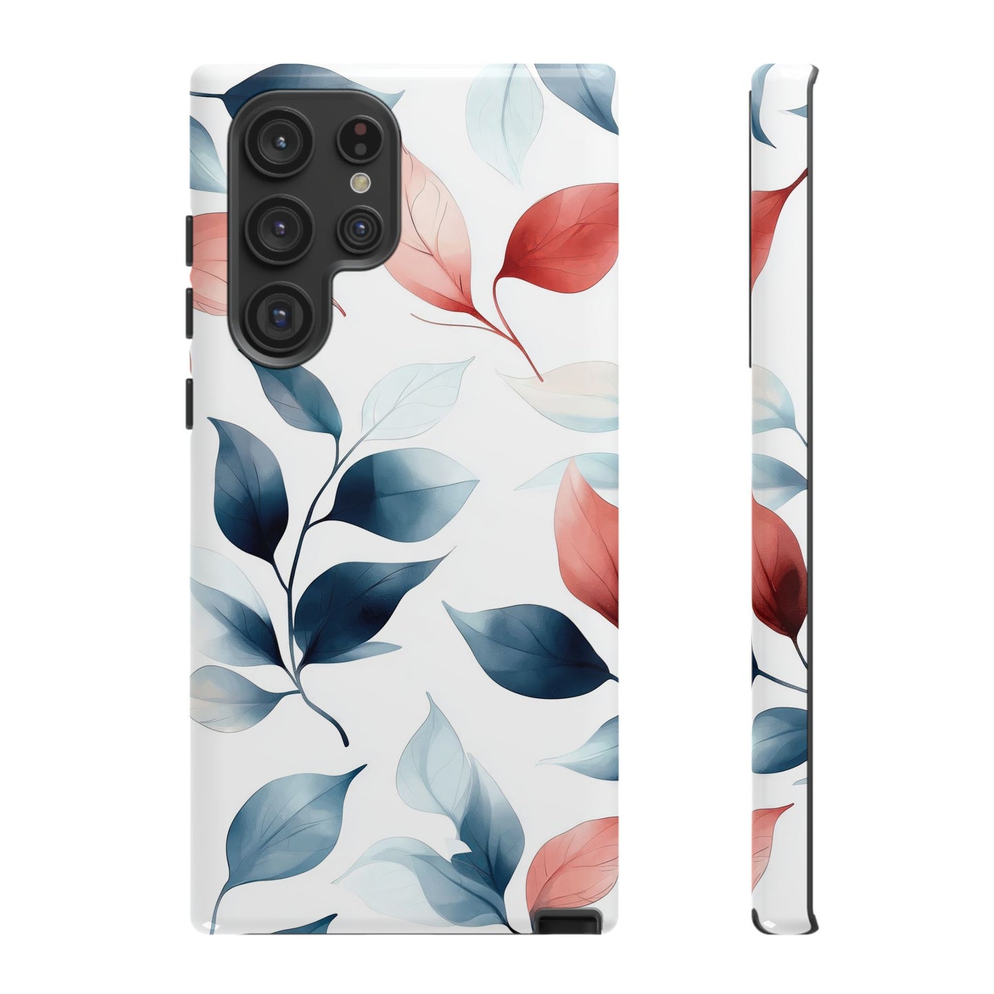 Blush & Blue Botanical Leaves Phone Case | Soft Nature-Inspired Design for iPhone, Pixel & Samsung