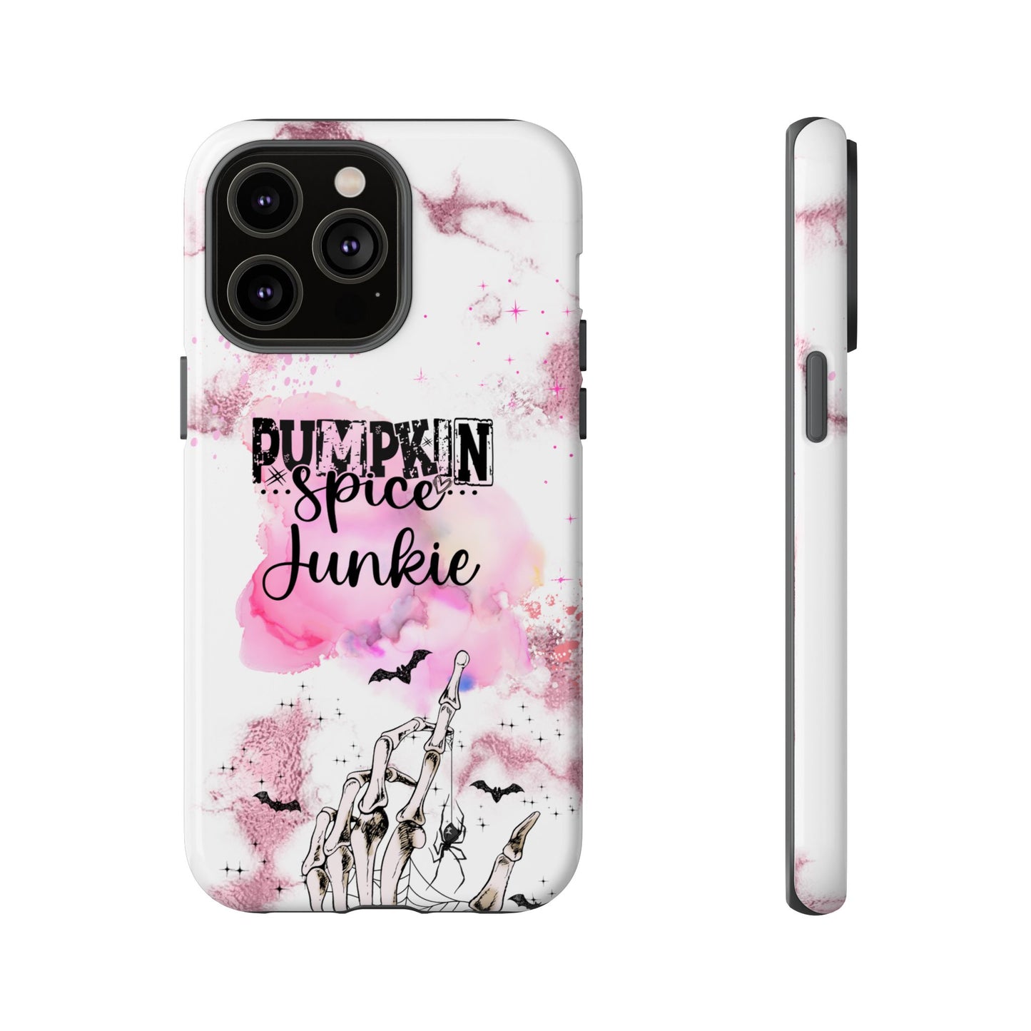 Pumpkin Spice Junkie Phone Case - Fall Aesthetic Cover for iPhone, Samsung & Google Pixel, Skeleton Hand Phone Case, Watercolor Phone Cover, Girly Phone Case