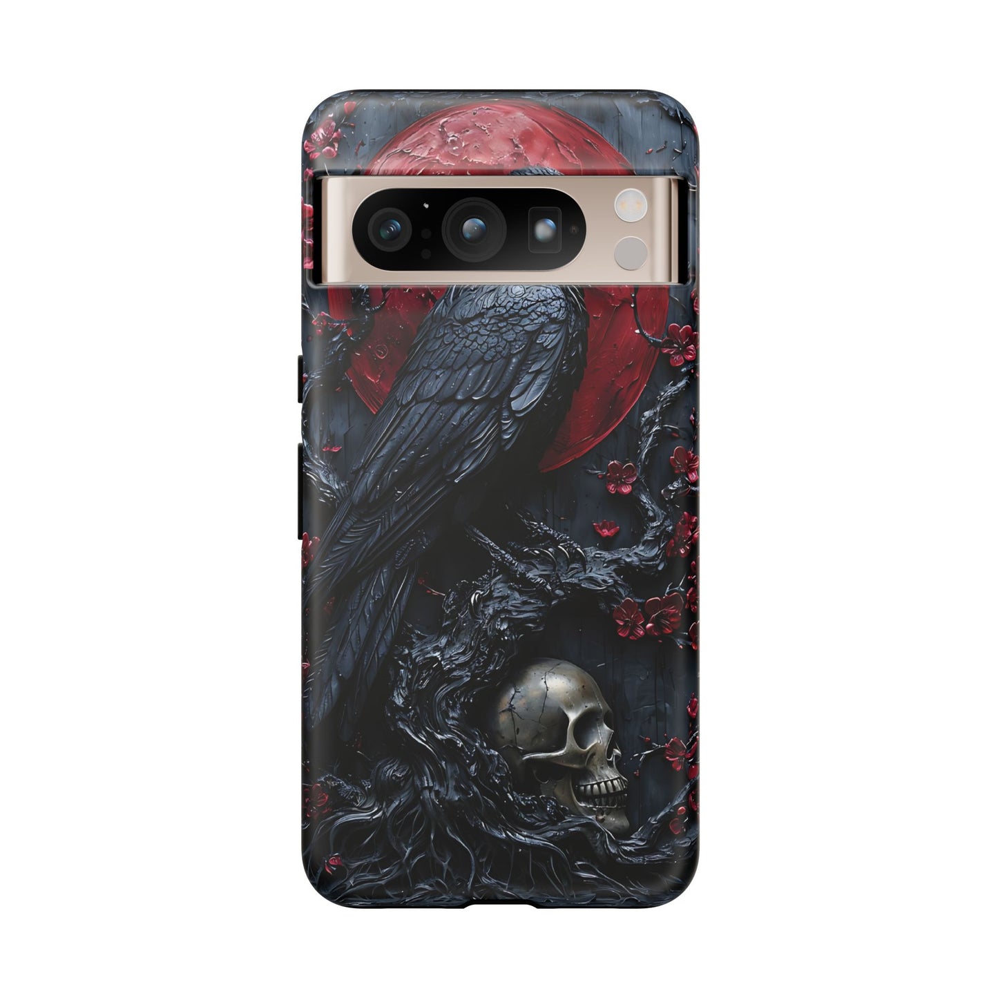 Gothic Sculpture Of Raven On Charcoal Tree Branch phone case design