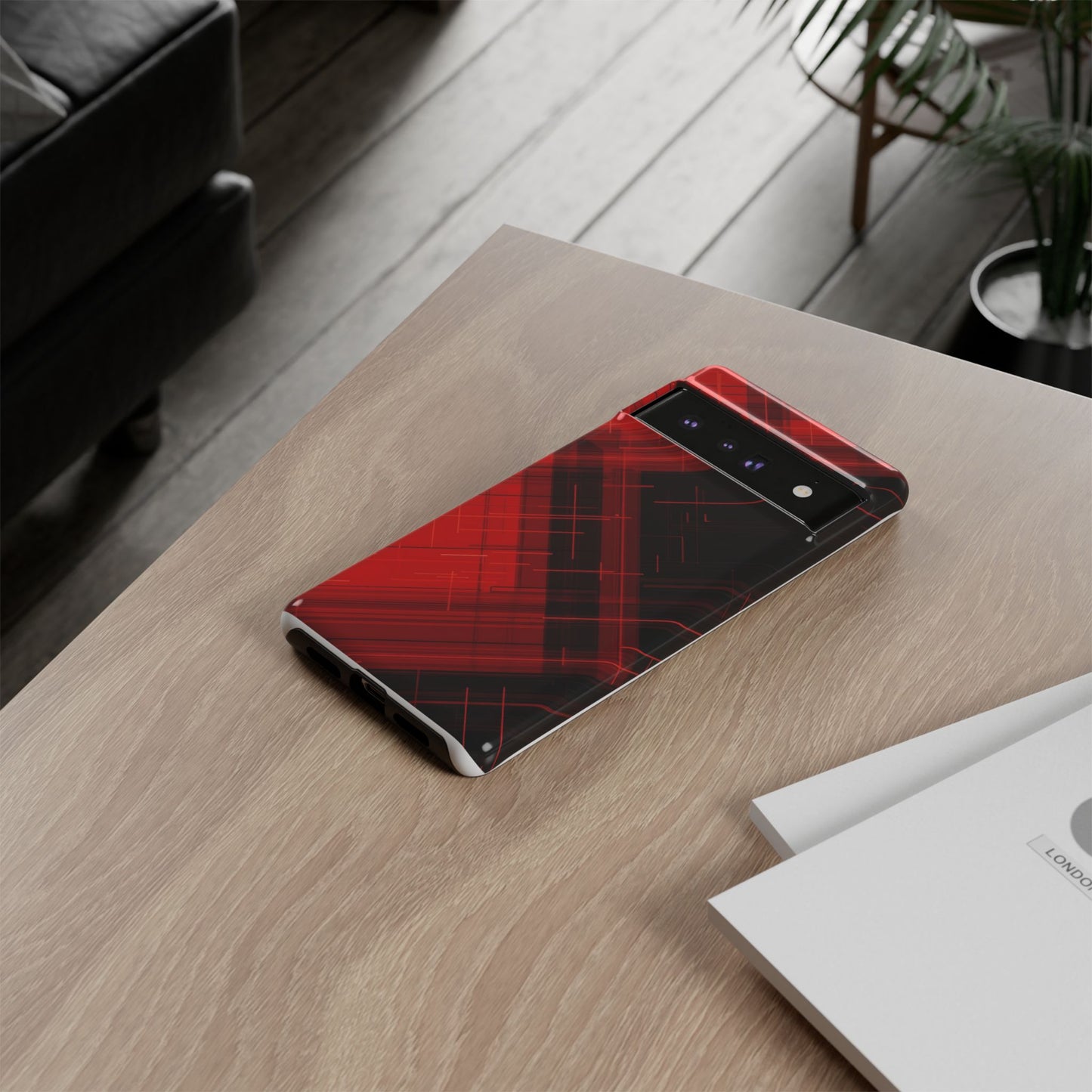 Abstract Red and Black Geometric Pattern