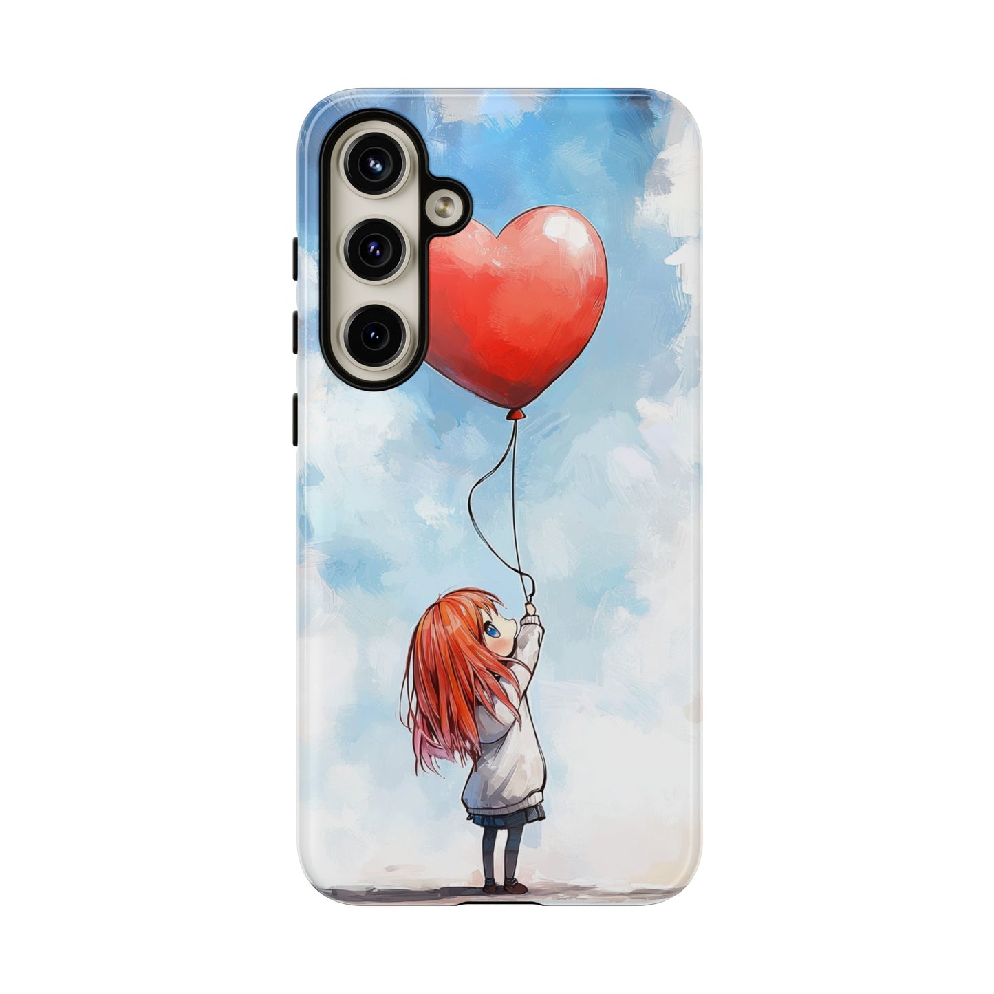 Anime Girl with Heart Balloon Phone Case – Cute & Inspirational Design for iPhone, Google Pixel & Samsung