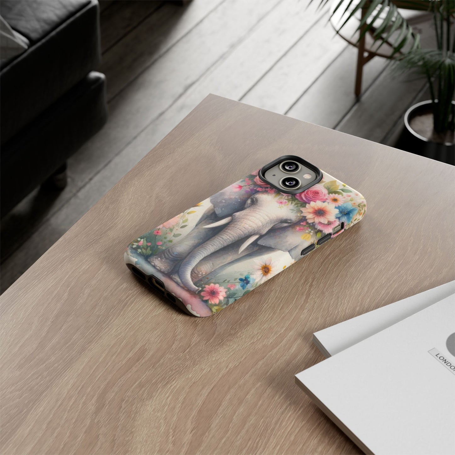 Watercolor Floral Elephant Mobile Cover – Dreamy Artistic Design