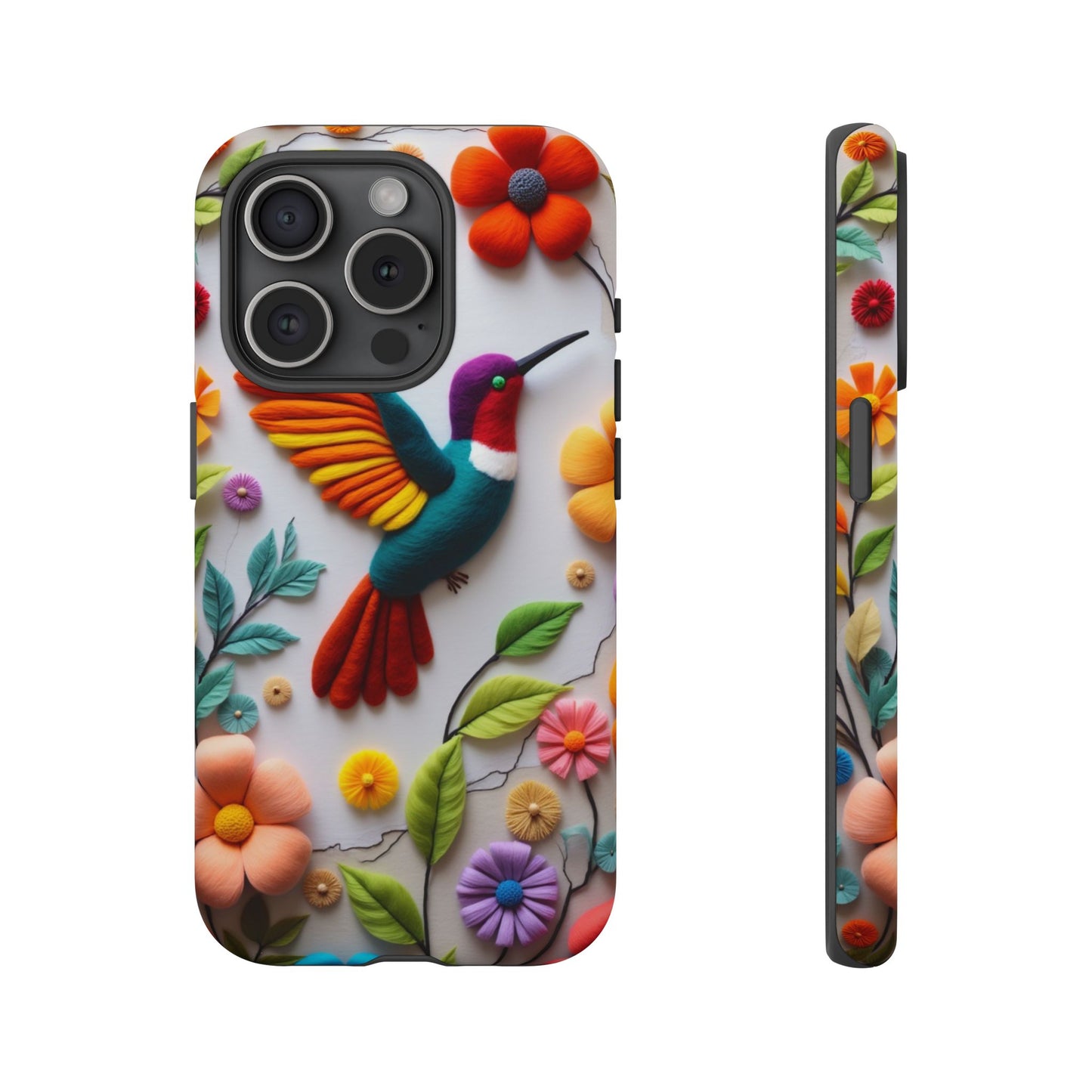 Embroidered Hummingbird with Floral Design | Nature's Elegant Stitch | iPhone 16 Pro