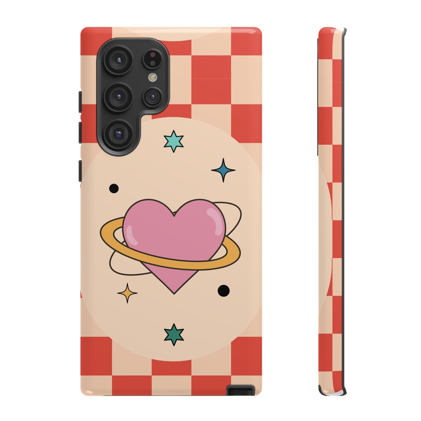 Retro Heart Tile Phone Case – Vintage Aesthetic Cover for iPhone, Samsung & Google Pixel
