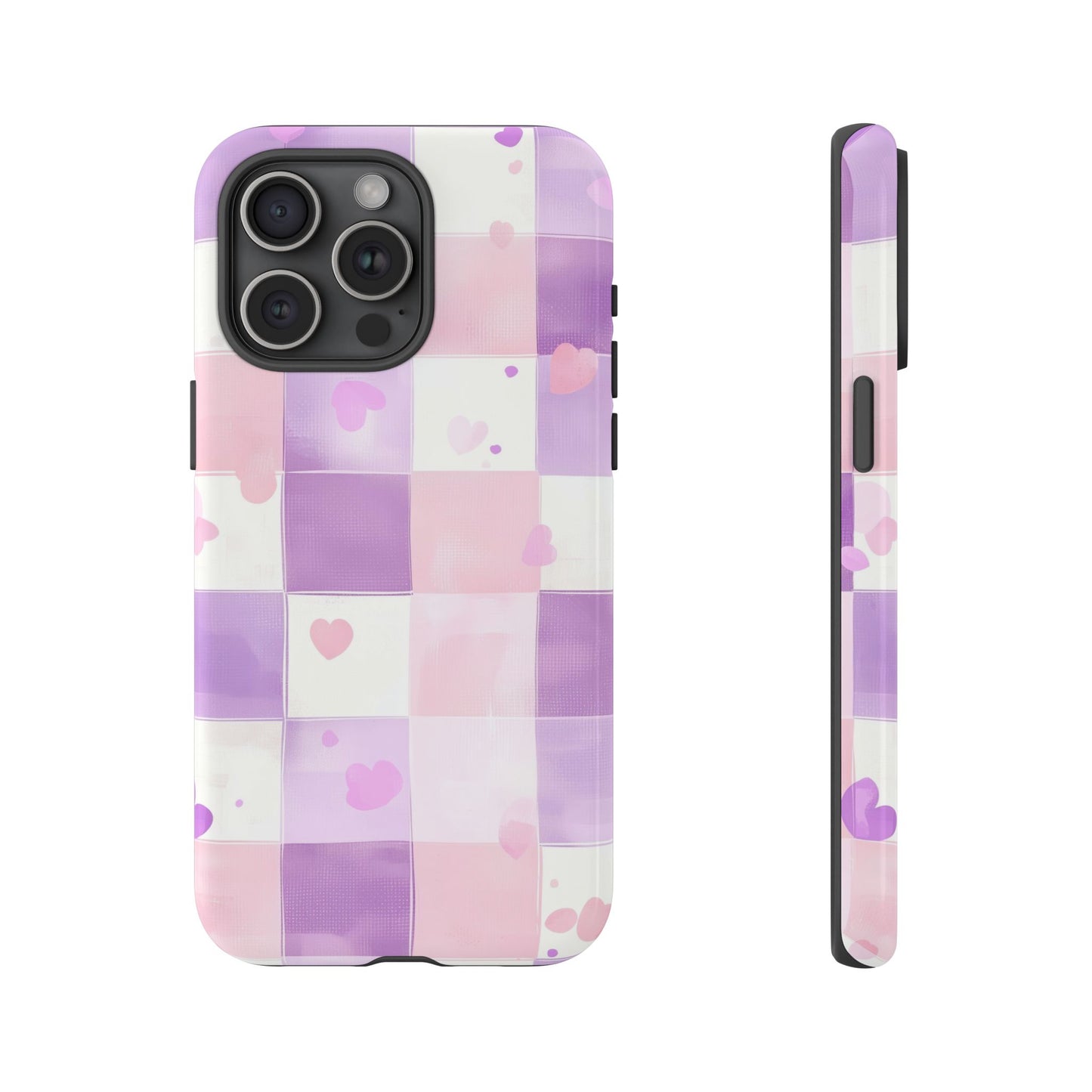 Kawaii Heart Gingham Phone Case for iPhone, Samsung, Google Pixel