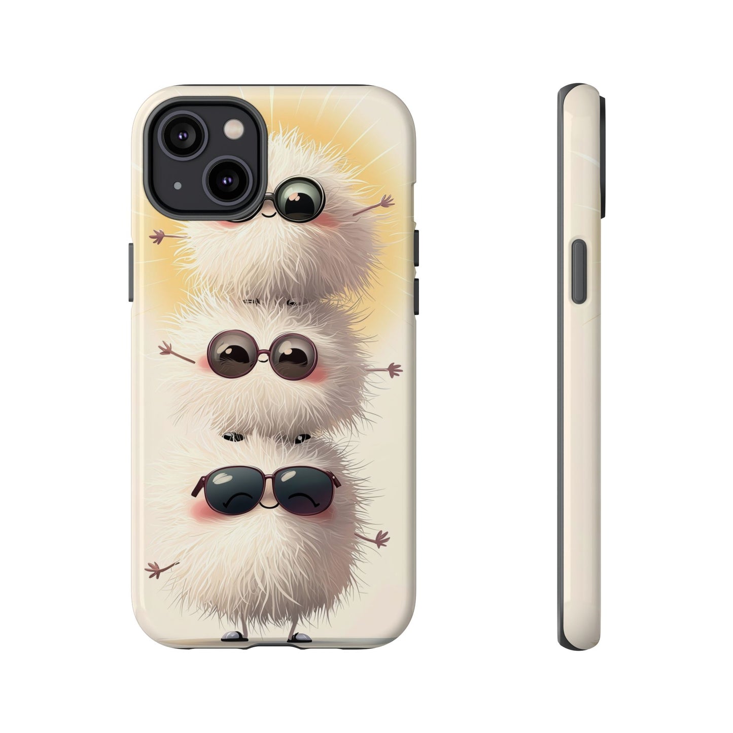 Stacked Fluff Squad Phone Case – Kawaii Anime Creatures with Sunglasses, iPhone, Samsung & Google Pixel Case