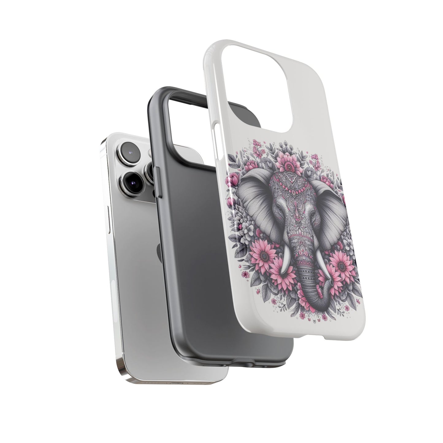 Intricate Floral Elephant Mobile Cover – Mandala-Inspired Boho Art