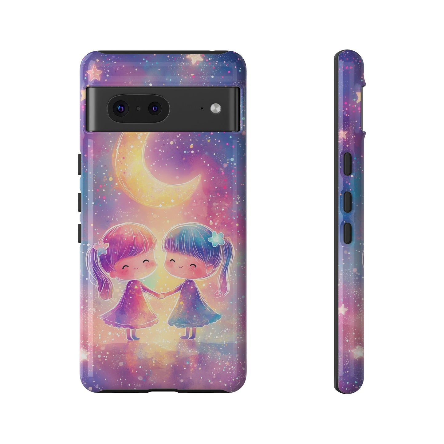 Moonlit Friendship Galaxy Phone Case for iPhone, Samsung, Google Pixel