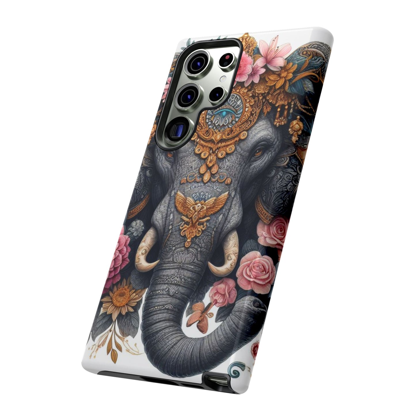 Golden Royal Elephant Mobile Cover – Luxurious Ornate Art