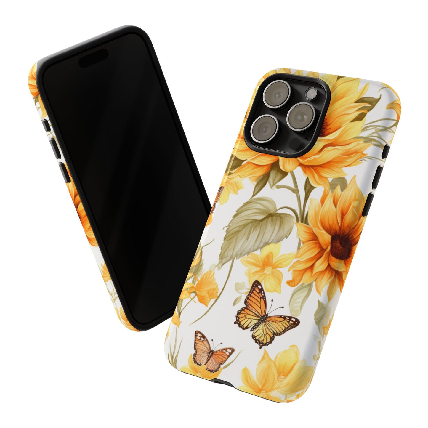 Golden Sunflower & Butterfly Phone Case – Warm & Elegant