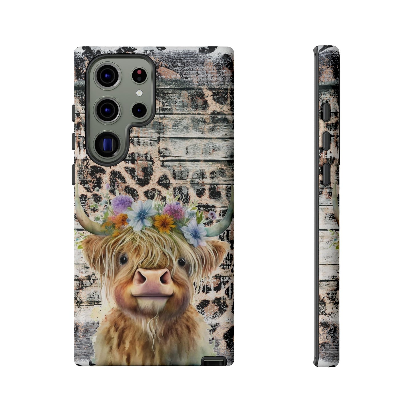 Leopard Print Heifer Phone Case - iPhone, Samsung & Google Pixel Cover - Artistic Cow Phone Case, Animal Lover Gift