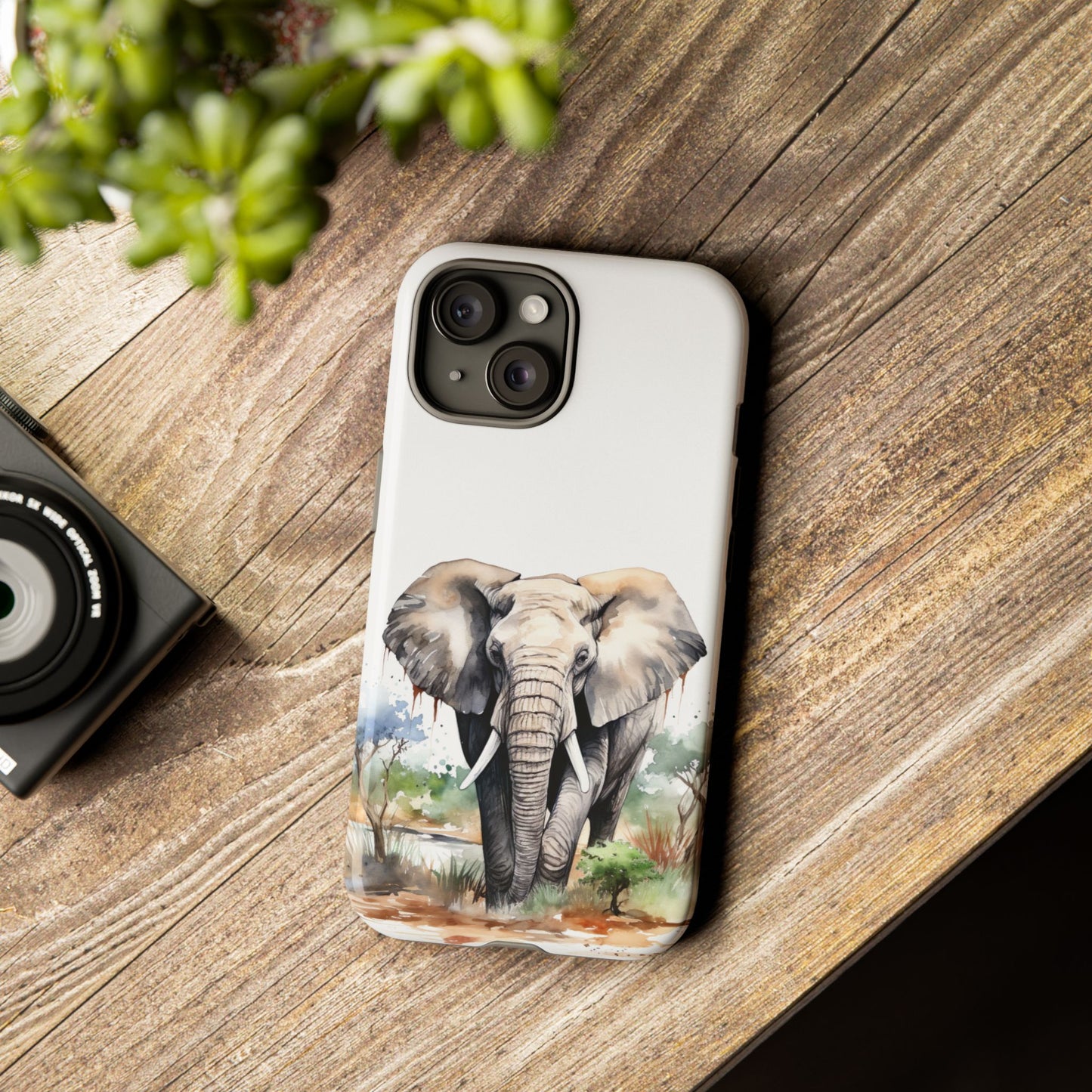 Safari Watercolor Elephant Mobile Cover – Artistic Wildlife Design