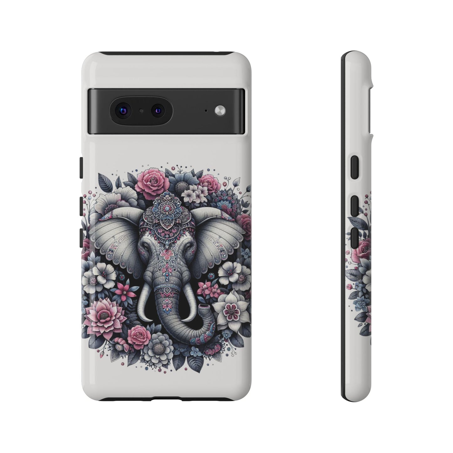 Ornate Floral Elephant Mobile Cover – Elegant Bohemian Art