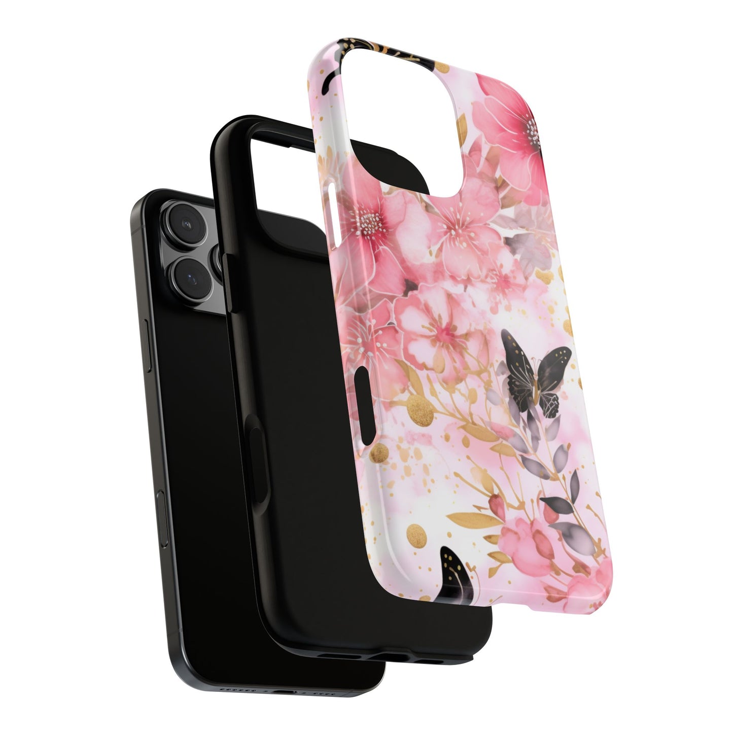 Pink Blossom & Gold Butterfly Mobile Case