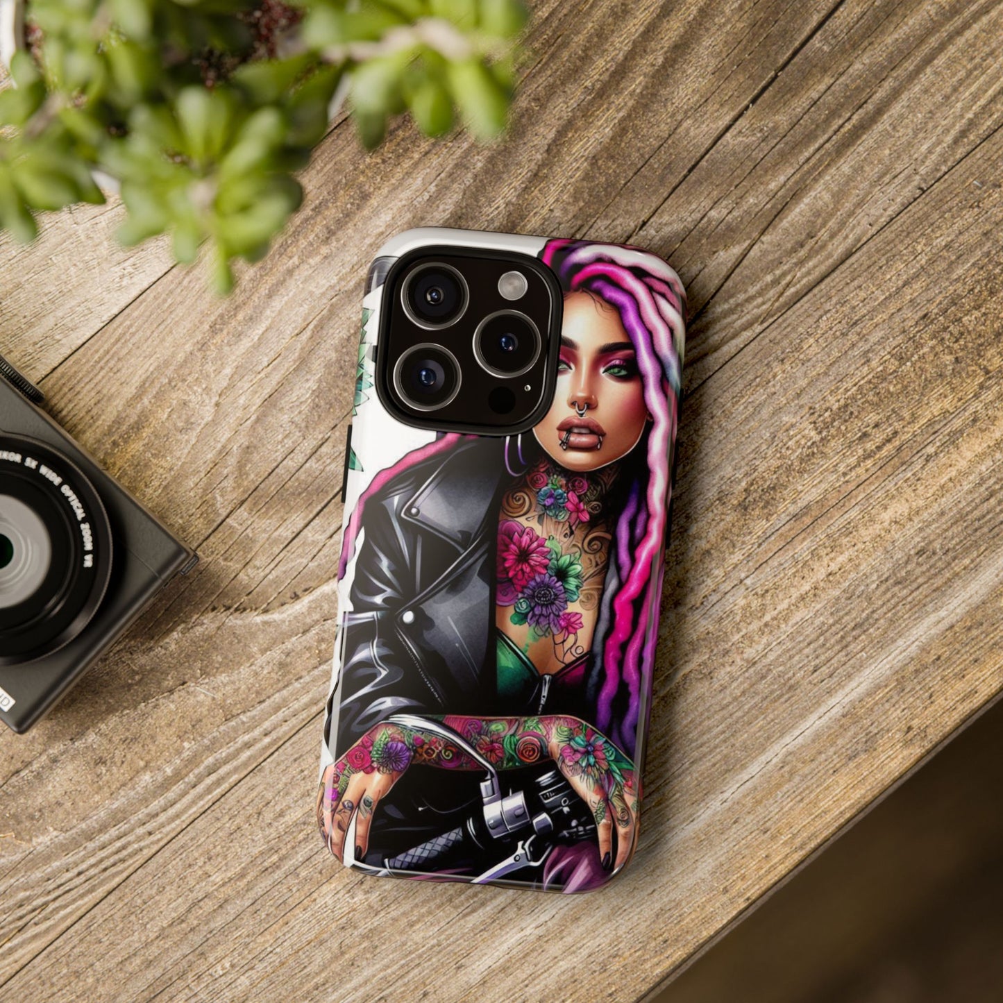 Neon Rebel – Vibrant Biker Queen Mobile Cover