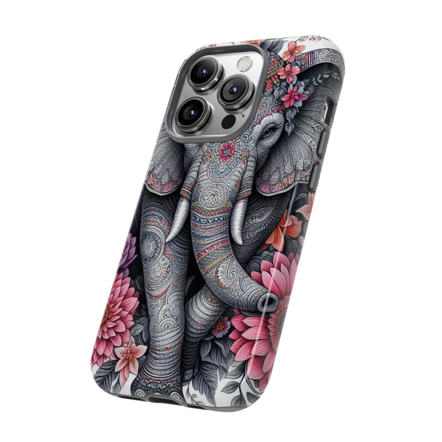 Bohemian Floral Elephant Mobile Cover – Intricate Mandala Art