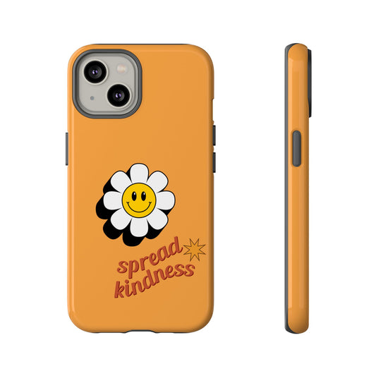 Retro White Flower "Spread Kindness" Phone Case – Vintage Aesthetic for iPhone, Samsung & Google Pixel