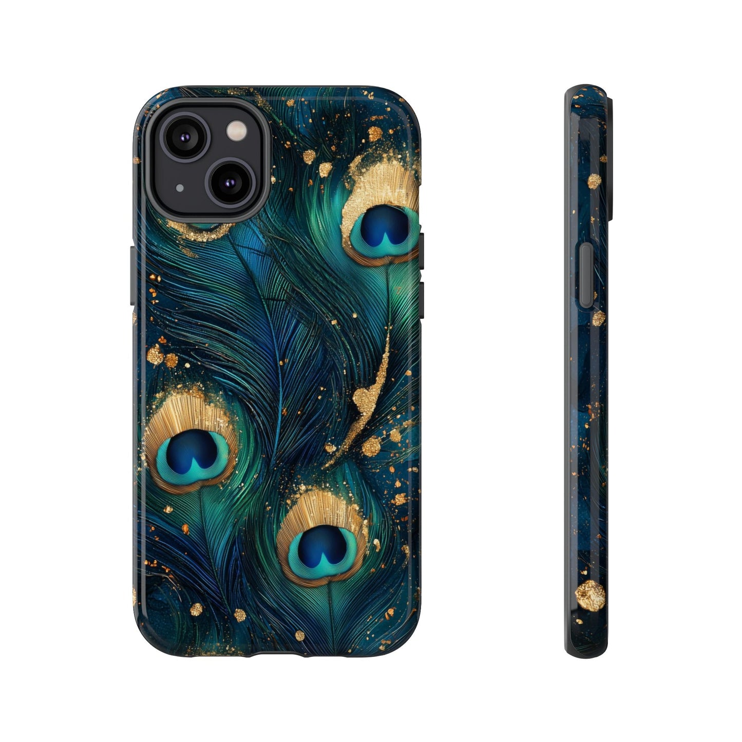Elegant Peacock Feather Luxe Phone Case for iPhone, Samsung & Google Pixel