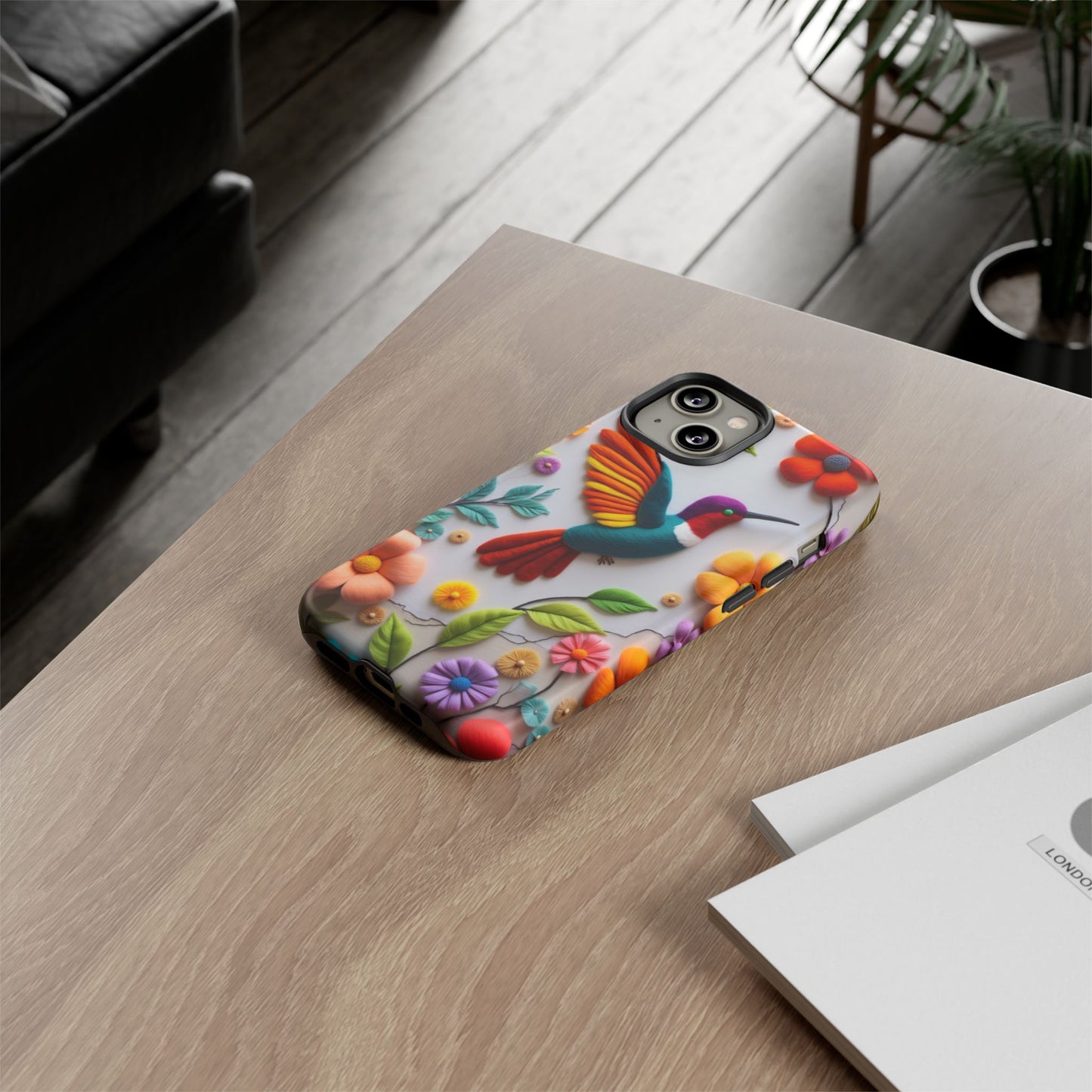 Embroidered Hummingbird with Floral Design | Nature's Elegant Stitch | iPhone 16 Pro