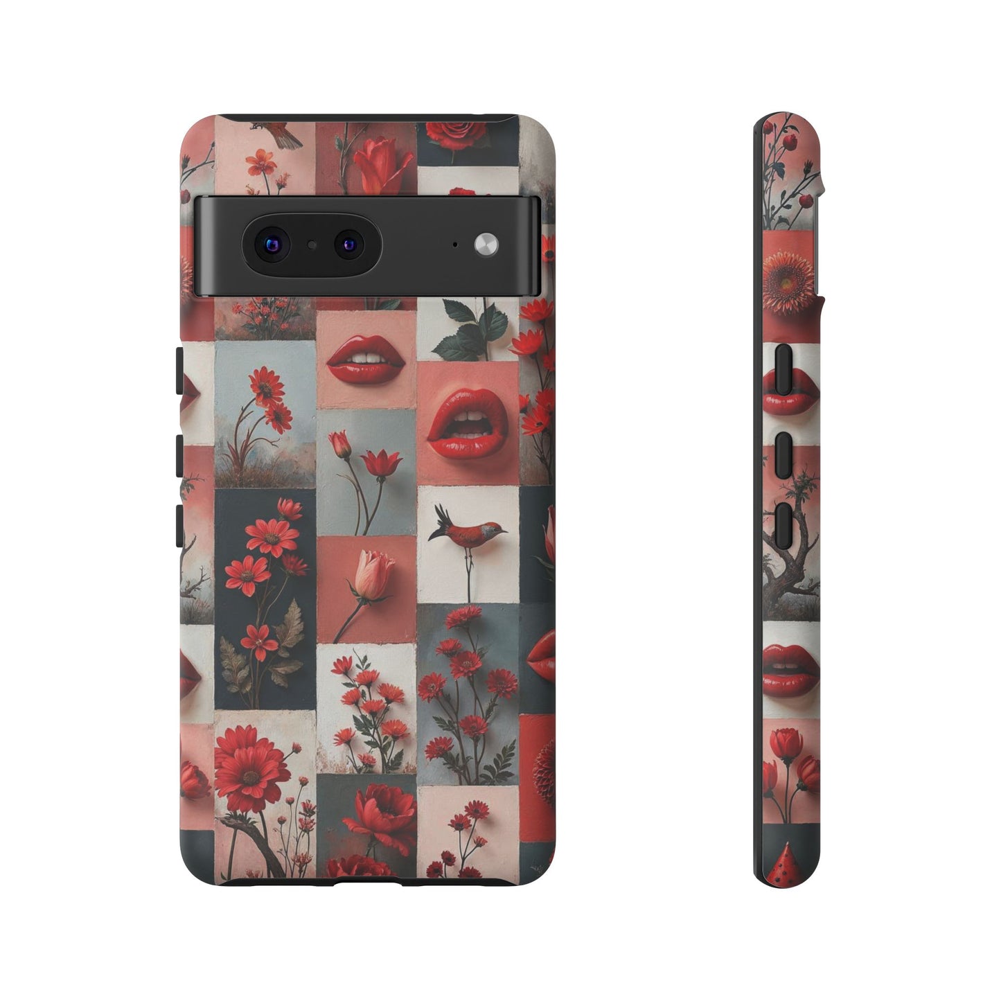 Red Flowers & Lips Collage Phone Case