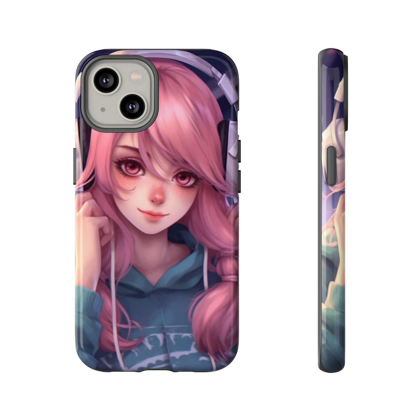 Anime Music Girl Phone Case - Cute Aesthetic Cover for iPhone, Samsung & Google Pixel, Girly Phone Case, Kawaii Lover Gift