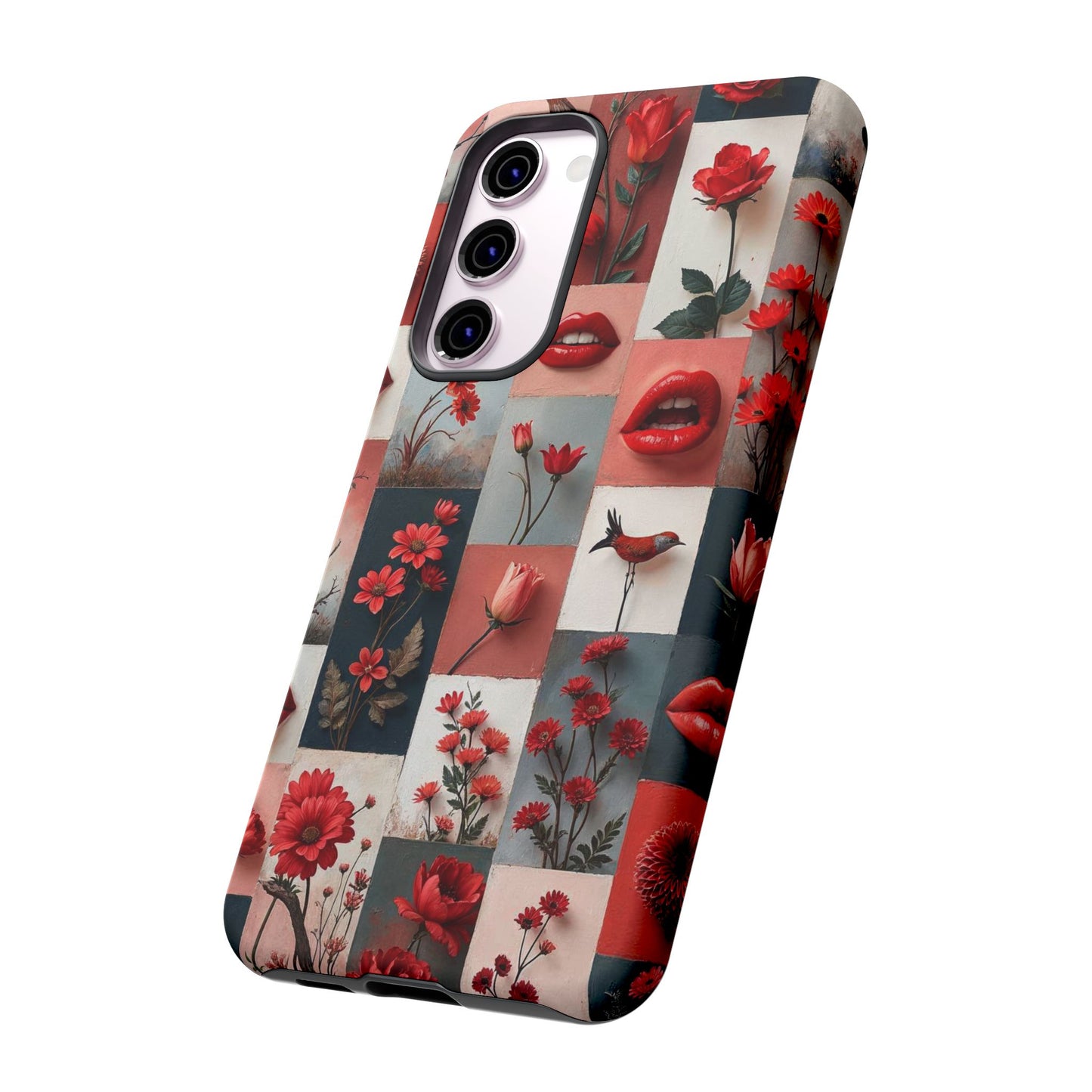 Red Flowers & Lips Collage Phone Case