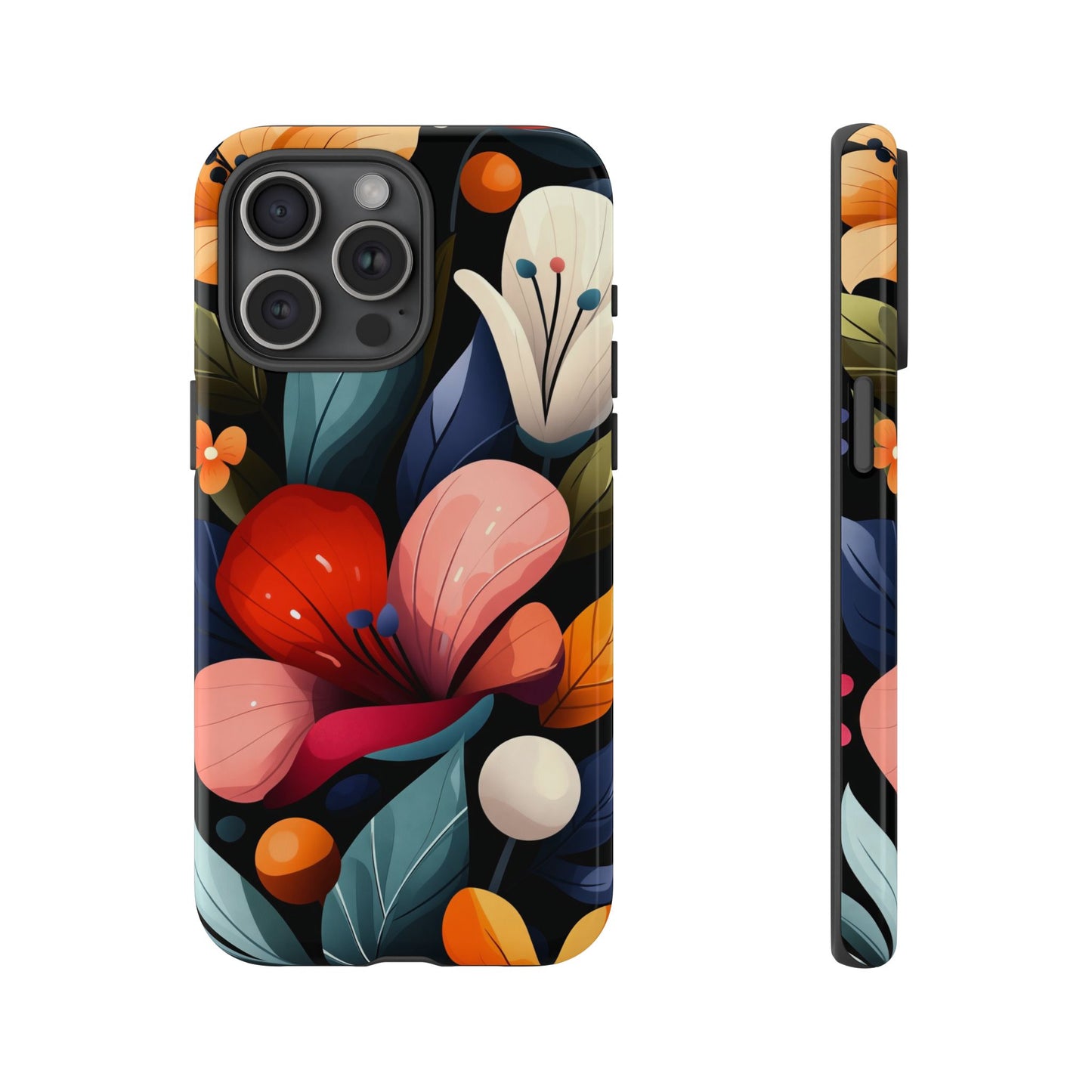 Midnight Bloom Floral Phone Case | Bold Botanical Art for iPhone, Pixel & Samsung