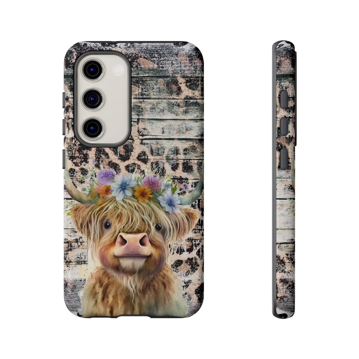 Leopard Print Heifer Phone Case - iPhone, Samsung & Google Pixel Cover - Artistic Cow Phone Case, Animal Lover Gift