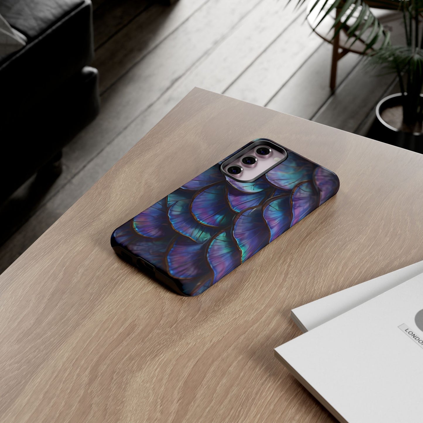 Abstract Macro Shot of Iridescent Butterfly Fish Scales Phone Case Design