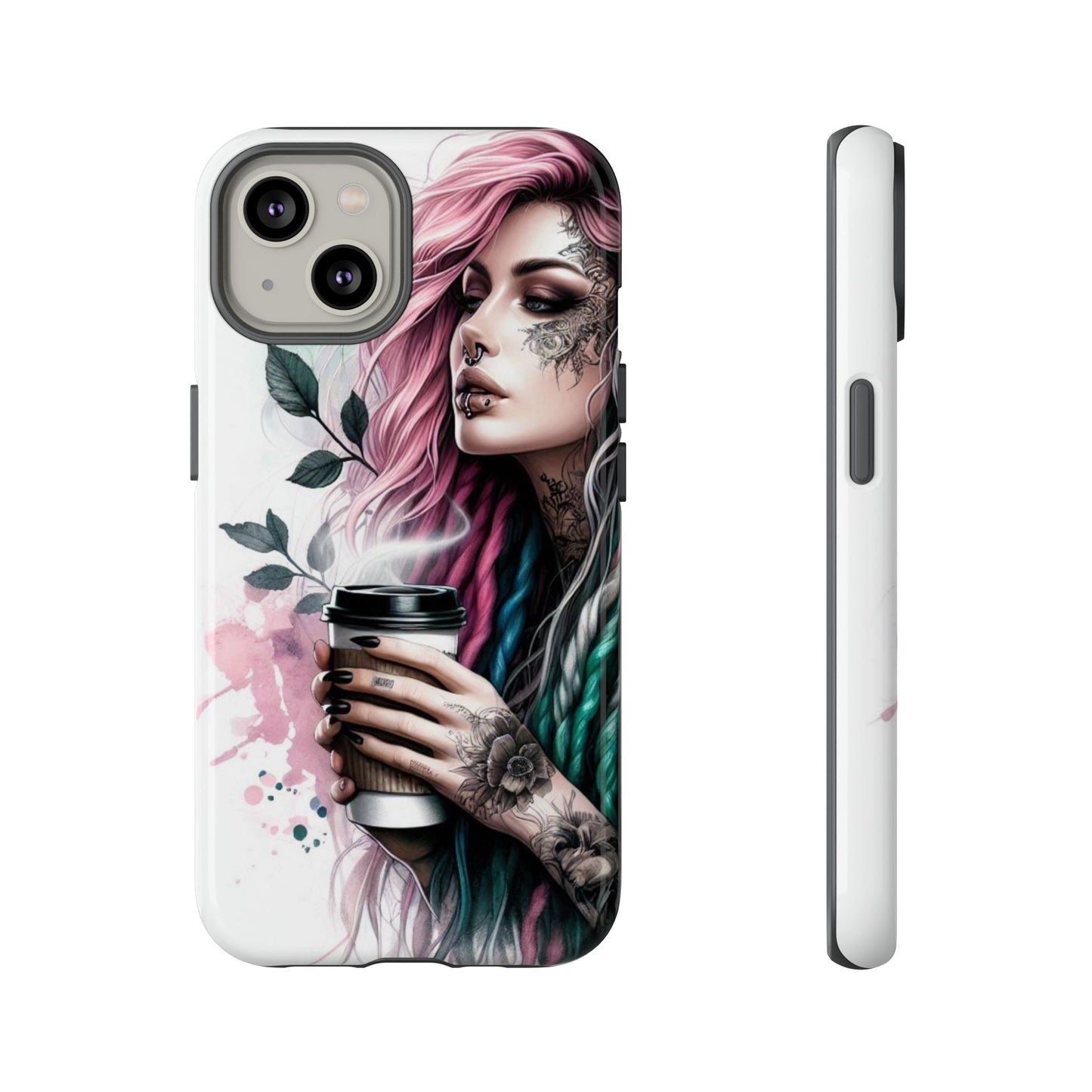 Boho Rebel – Vibrant Dreadlocks & Tattooed Coffee Lover Mobile Cover