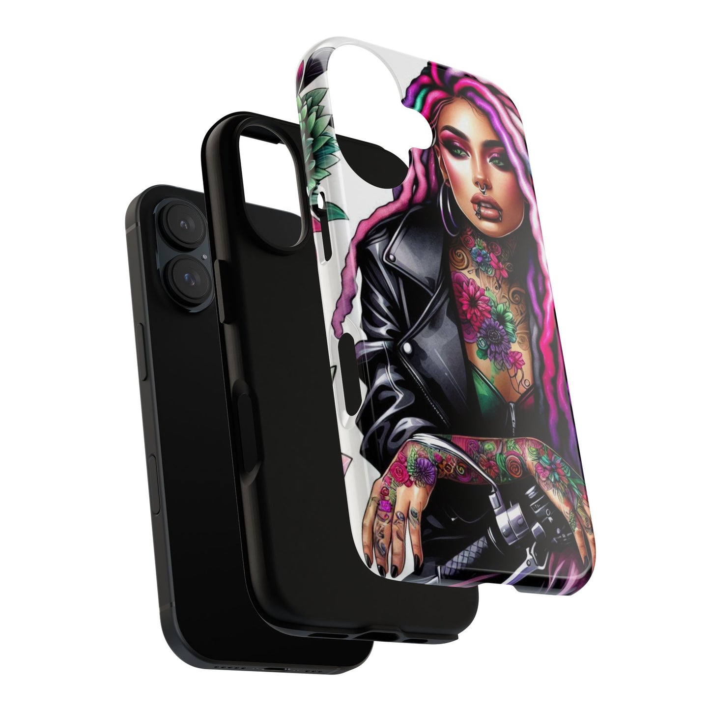 Neon Rebel – Vibrant Biker Queen Mobile Cover