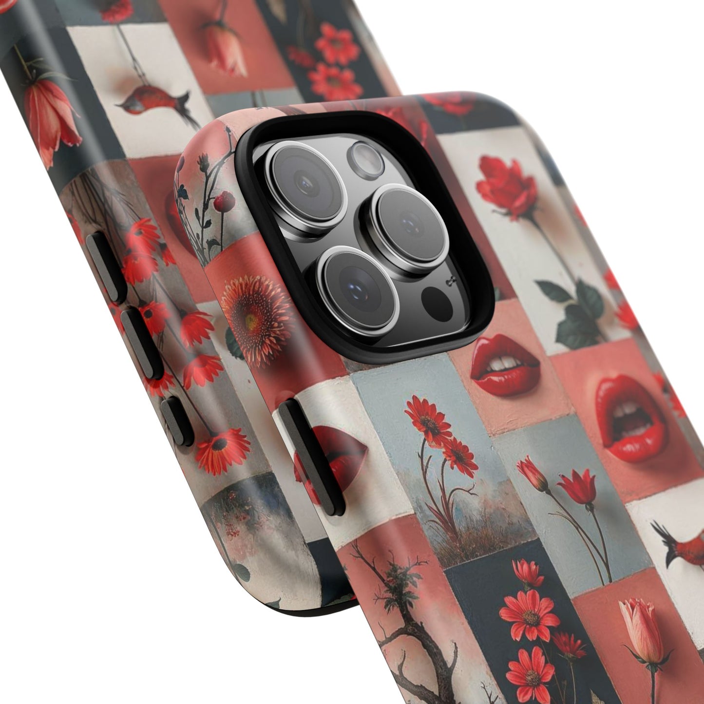 Red Flowers & Lips Collage Phone Case