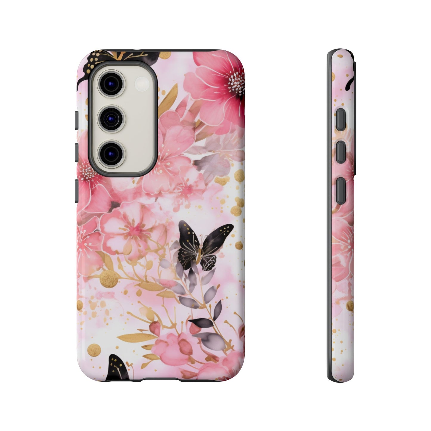 Pink Blossom & Gold Butterfly Mobile Case