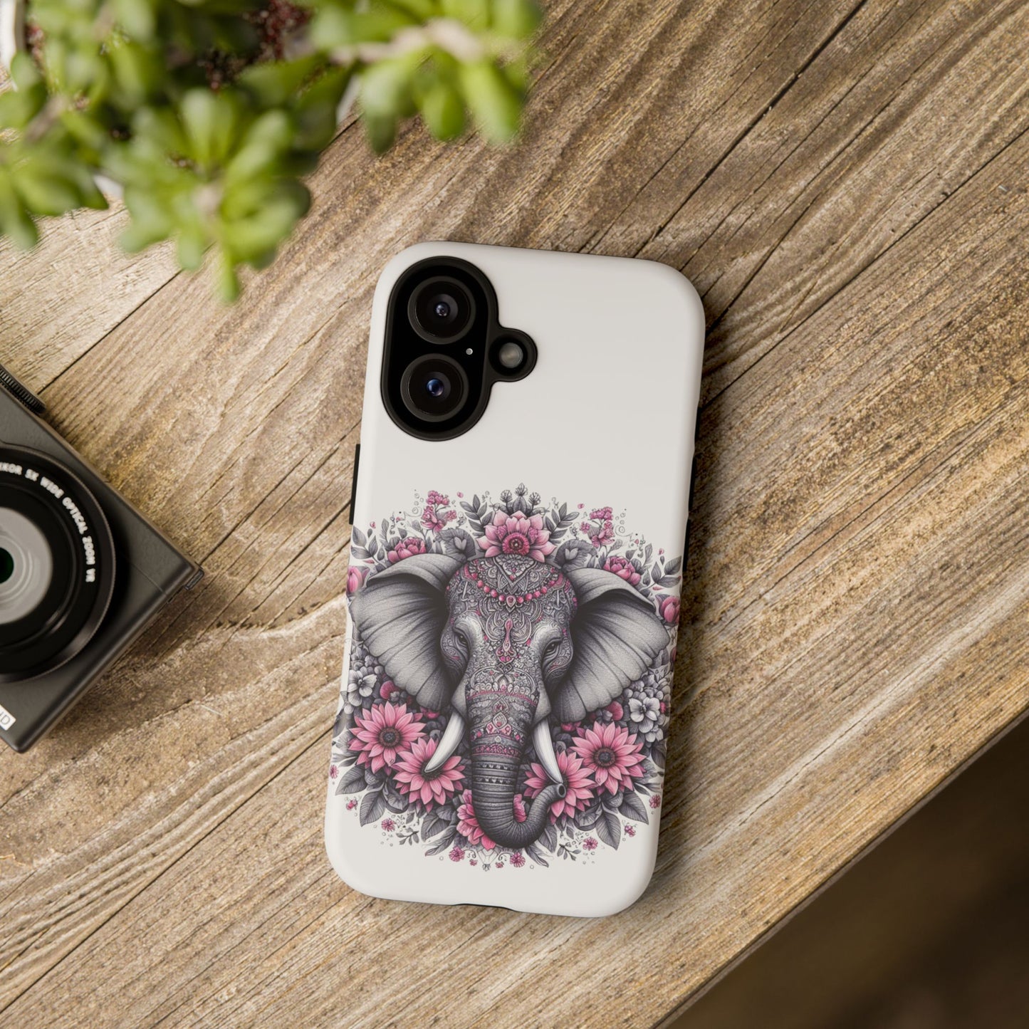 Intricate Floral Elephant Mobile Cover – Mandala-Inspired Boho Art