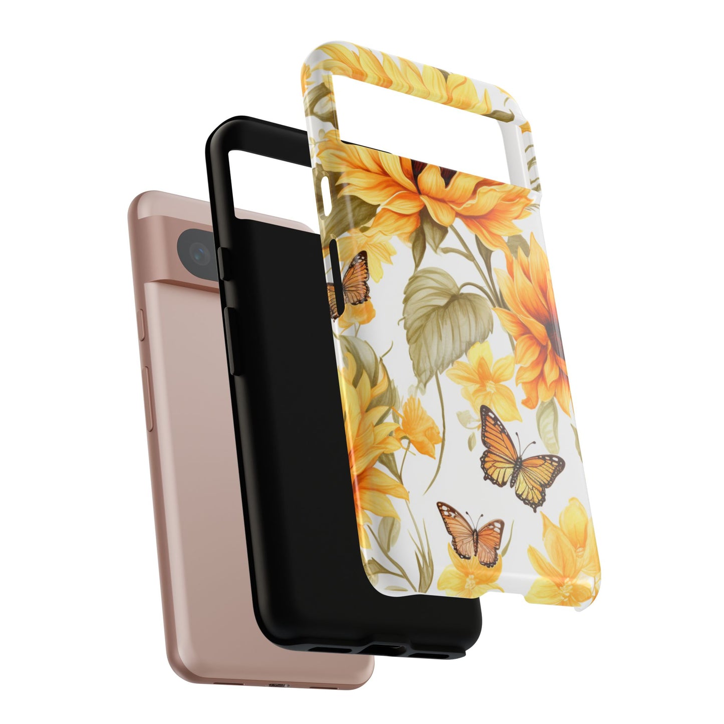 Golden Sunflower & Butterfly Phone Case – Warm & Elegant