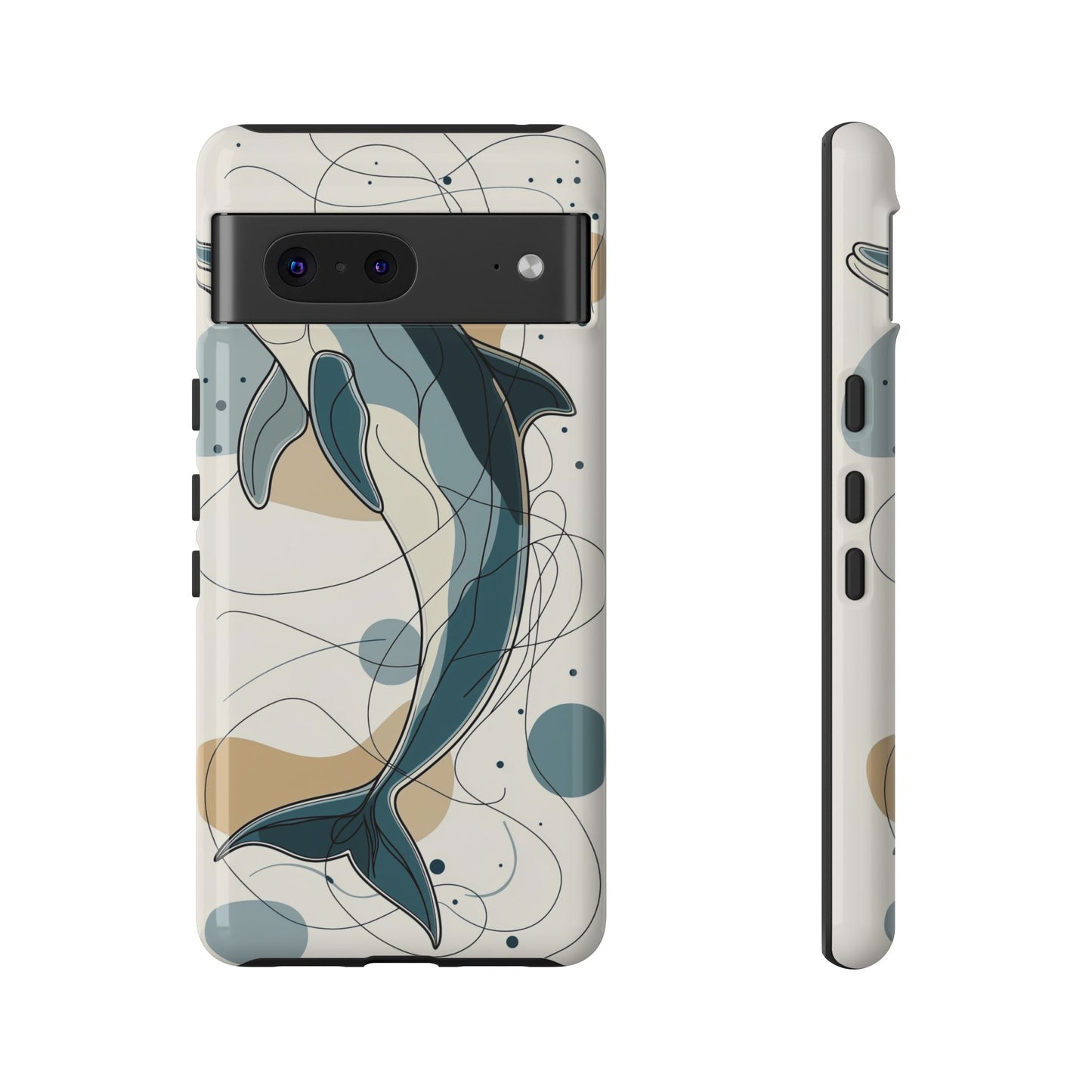 Ocean Whimsy: Abstract Dolphin Splash Phone Case for iPhone, Samsung & Pixel