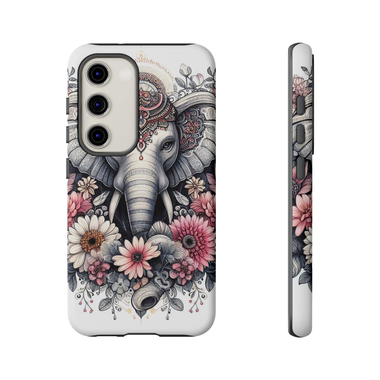 Royal Elephant Mandala Phone Case – Intricate Bohemian Floral Design
