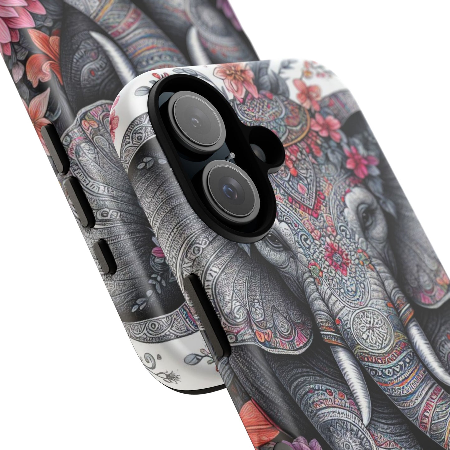 Bohemian Floral Elephant Mobile Cover – Intricate Mandala Art