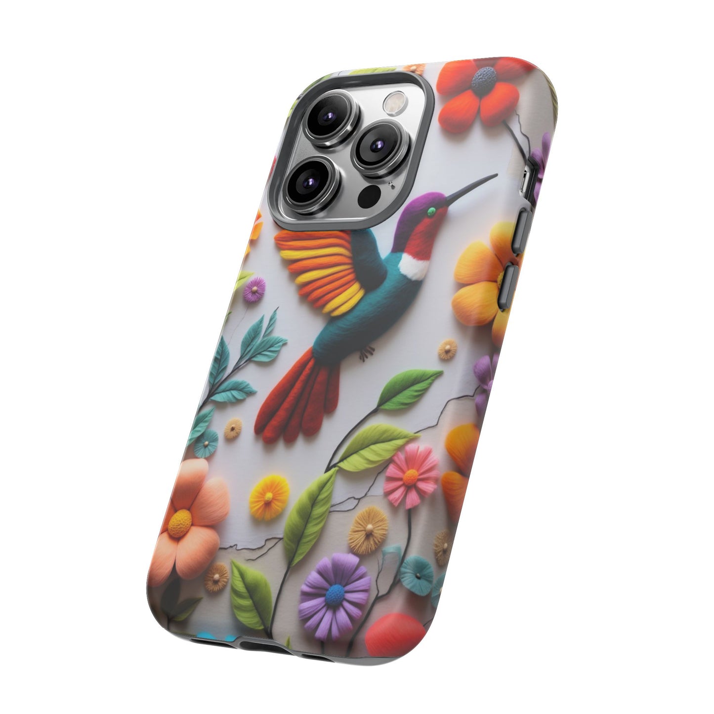 Embroidered Hummingbird with Floral Design | Nature's Elegant Stitch | iPhone 16 Pro
