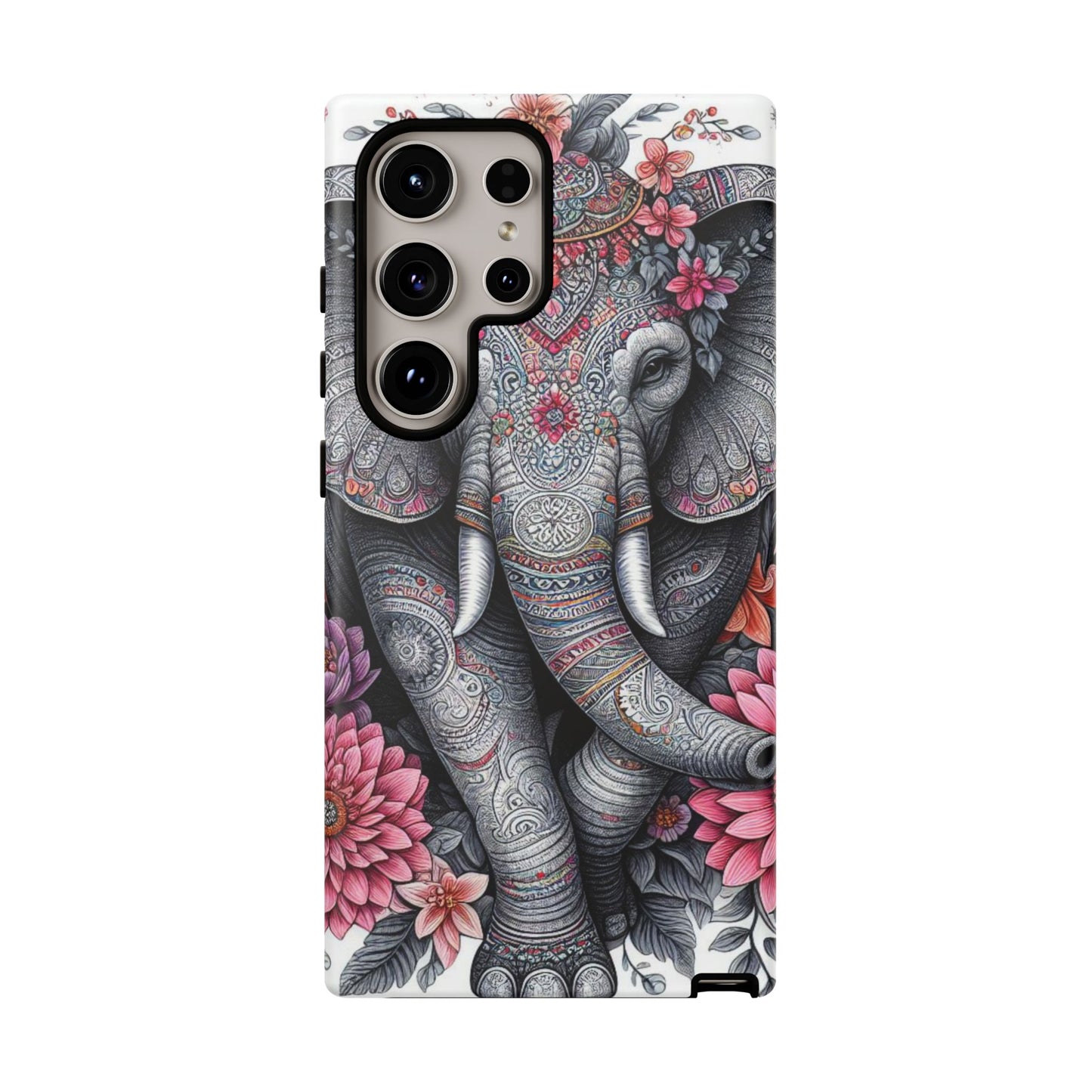 Bohemian Floral Elephant Mobile Cover – Intricate Mandala Art