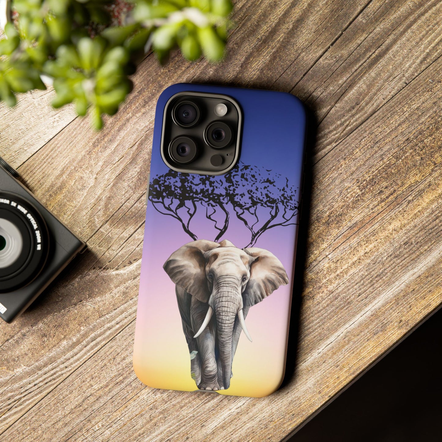 Surreal Elephant Tree Mobile Cover – Dreamy Sunset Fantasy