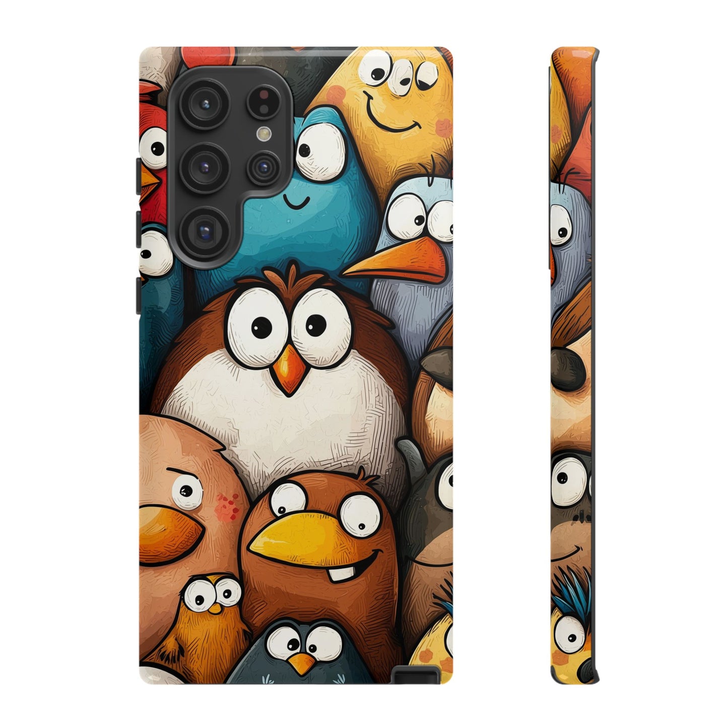 Quirky Bird Squad Anime Phone Case for iPhone, Samsung, Google Pixel